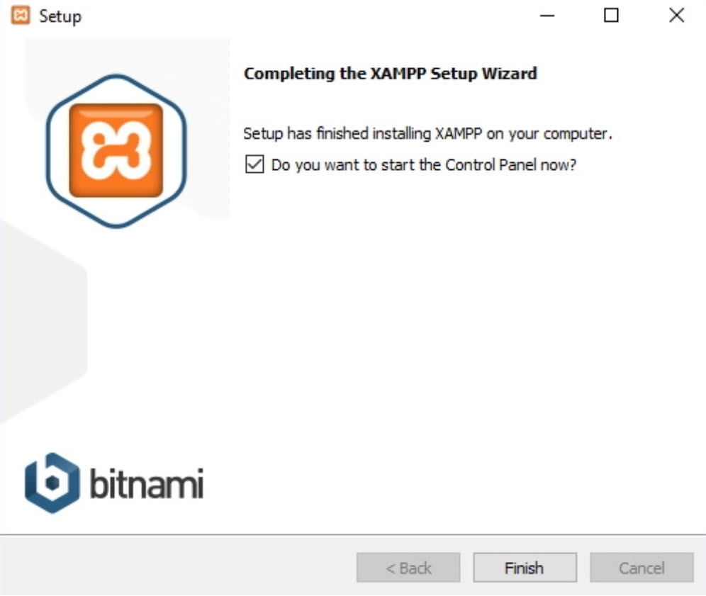 Hoàn thành cài đặt XAMPP trên Windows 10
