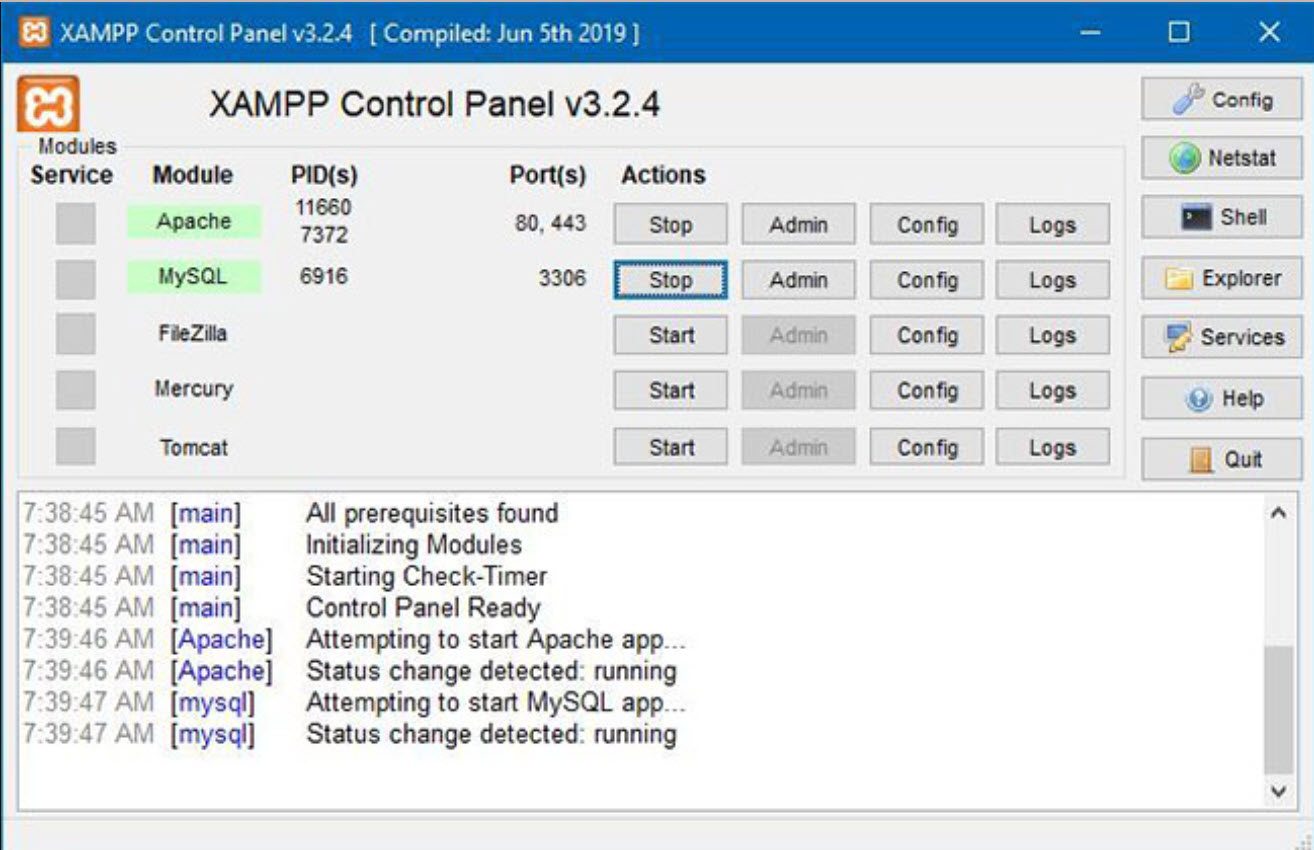 XAMPP Control Panel