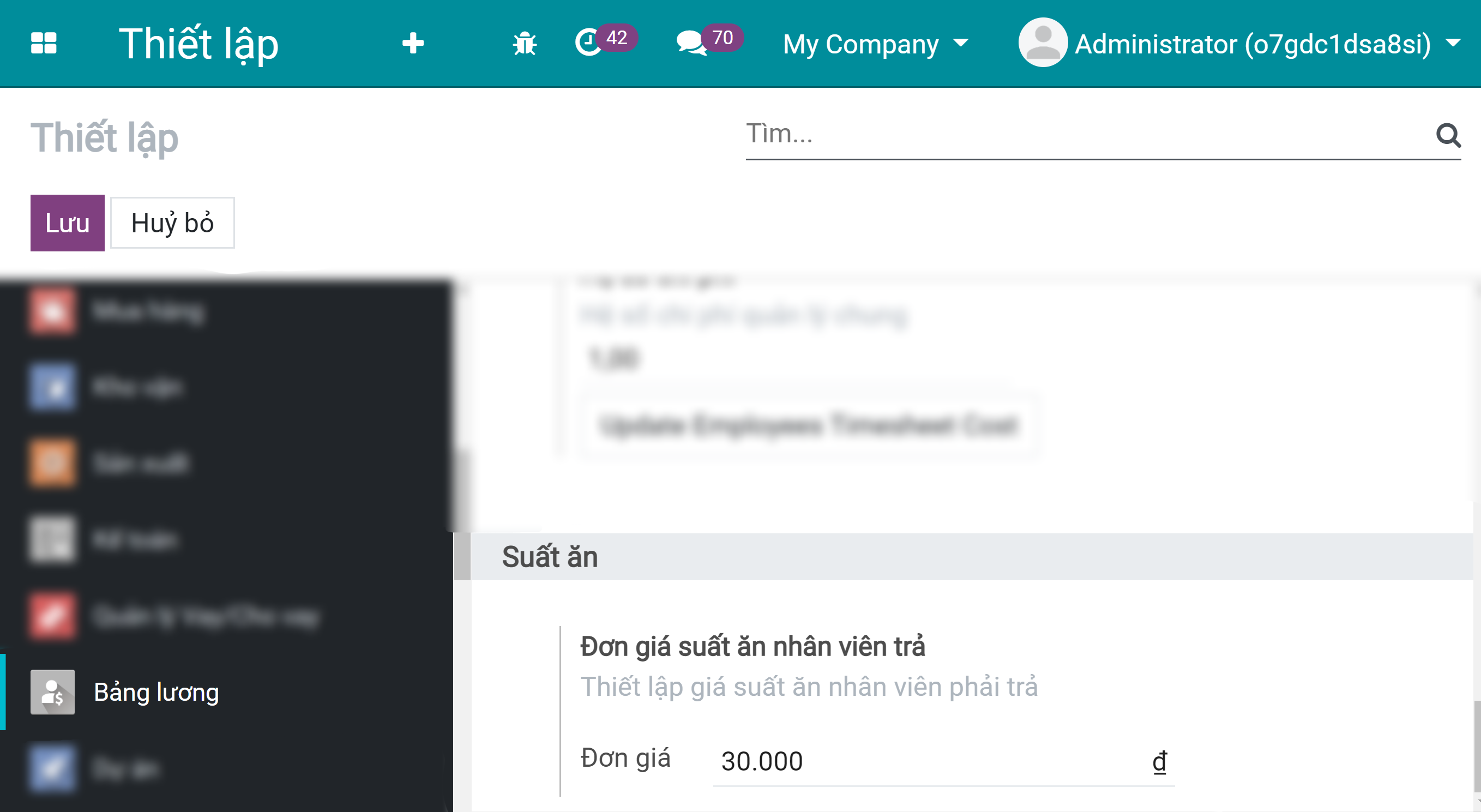 Thiết lập đơn giá