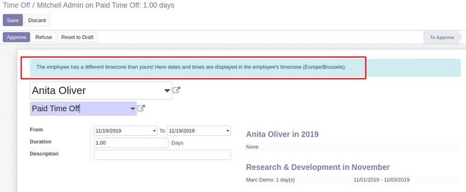 Odoo autobot sẽ cảnh cáo người dùng.