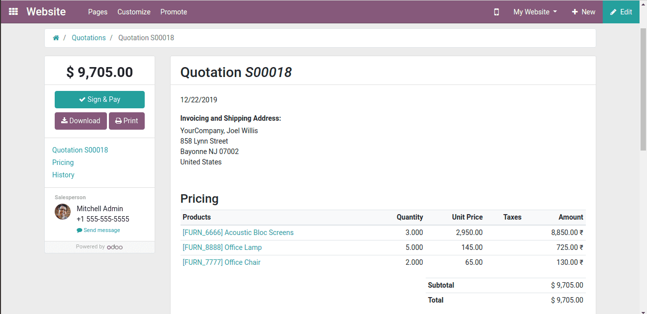 Với Customer Portal tích hợp với các phân hệ eCommerce và POS, khách hàng là người dùng cuối có thể xem lịch sử mua hàng của mình rất nhanh chóng và thuận tiện
